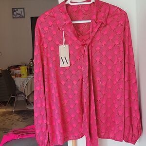 Elegant Pink Patterned Women's Top